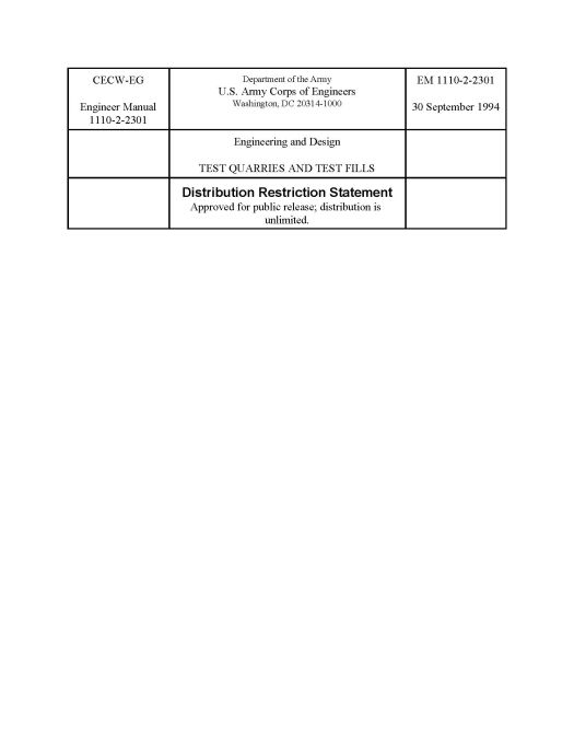 Test Quarries And Test Fills EM 1110 2 2301 ASDSO Dam Safety Toolbox