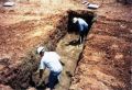 Filter diaphragm trench excavated and backfilled with sand